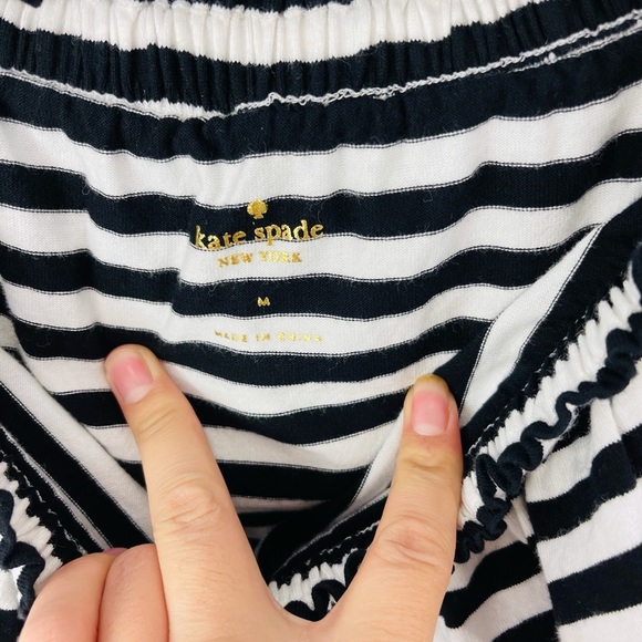Kate Spade Black & White Striped Ruffle Off-Shoulder Dress - Picture 4 of 4